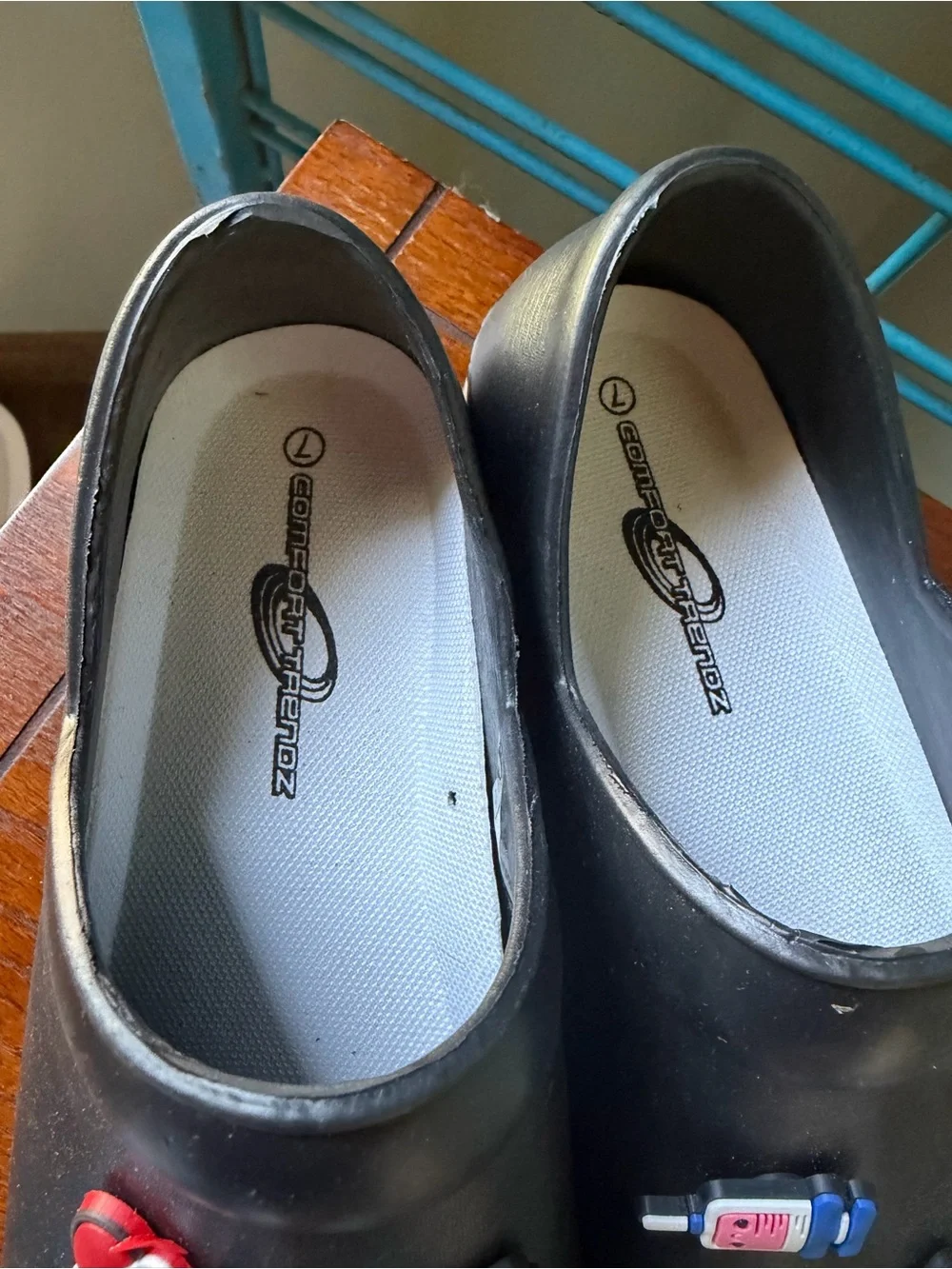 Black Slip-On Medical Clog Shoes with Medical Charms